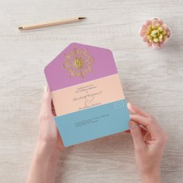 Zomer Goud Mandala Bruiloft All In One Uitnodiging