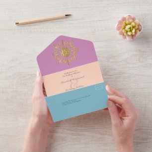 Zomer Goud Mandala Bruiloft All In One Uitnodiging