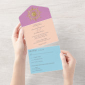 Zomer Goud Mandala Bruiloft All In One Uitnodiging (Afscheurbaar)