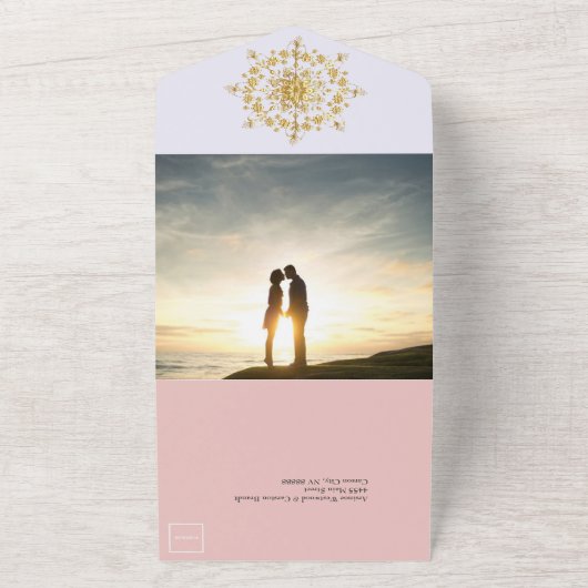 Zomer Goud Mandala Bruiloft All In One Uitnodiging (Buitenkant)