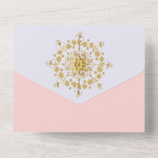 Zomer Goud Mandala Bruiloft All In One Uitnodiging (Achterkant)