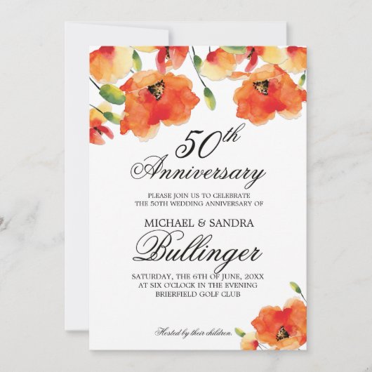 Zomer Gouden Klaproes Jubileum Kaart (Voorkant)