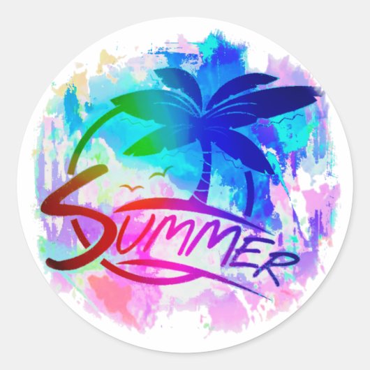 Zomer grafisch ronde sticker (Voorkant)