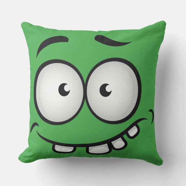 Zomer grappig en lelijk gezicht groen kussen (Voorkant)