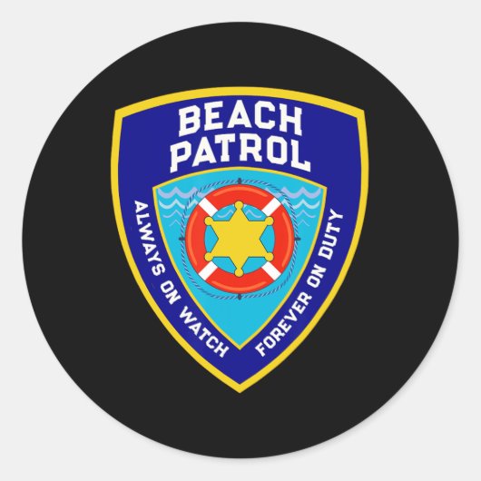 Zomer Grappig Strand Patrol Ocean Forever On Duty  Ronde Sticker (Voorkant)