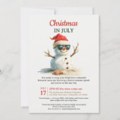 Zomer Grappige Kerst in Juli Sneeuwman Zonnebril Kaart (Voorkant)