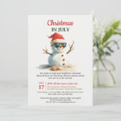 Zomer Grappige Kerst in Juli Sneeuwman Zonnebril Kaart (Staand voorkant)