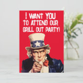 ZOMER GRILL OUT BBQ PARTY OOM DEZELFDE UITNODIGING (Staand voorkant)