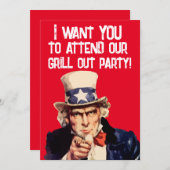 ZOMER GRILL OUT BBQ PARTY OOM DEZELFDE UITNODIGING (Voorkant / Achterkant)