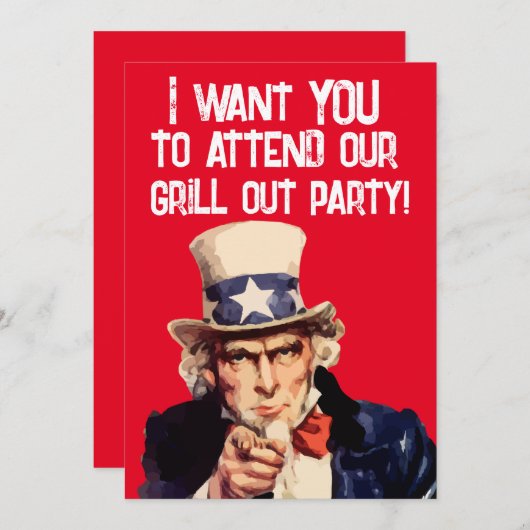 ZOMER GRILL OUT BBQ PARTY OOM DEZELFDE UITNODIGING (Voorkant / Achterkant)