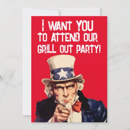 ZOMER GRILLEN BBQ-FEESTJE OOM ZELFDE UITNODIGINGEN (Voorkant)