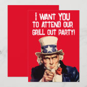 ZOMER GRILLEN BBQ-FEESTJE OOM ZELFDE UITNODIGINGEN (Voorkant / Achterkant)