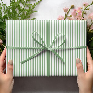 Zomer Groen en Wit Pinstripe Gestreept Patroon Cadeaupapier