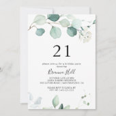 Zomer Groen Eucalyptus Blad 21ste Verjaardagsfeest Kaart (Voorkant)