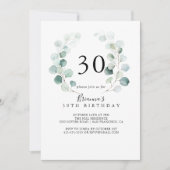 Zomer Groen Eucalyptus Blad 30e Verjaardagsfeest Kaart (Voorkant)