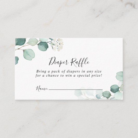 Zomer Groen Eucalyptus Blad Luier Raffle Ticket Informatiekaartje (Voorkant)