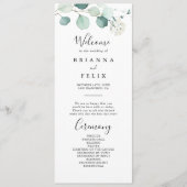 Zomer Groen Eucalyptus Bladgroen Bruiloft Programm Programmakaart (Voorkant)