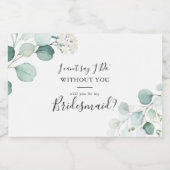Zomer Groen Eucalyptus Bruidsmeisje Voorstel Sparkling Wijnetiket (Enkel label)