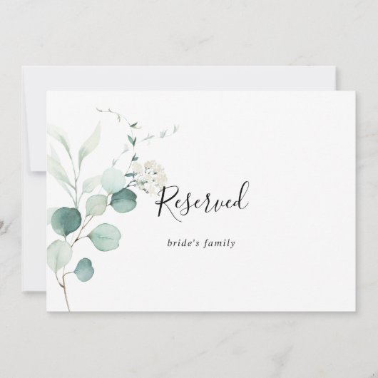 Zomer groen Eucalyptus Bruiloft Gereserveerd Bord (Voorkant)
