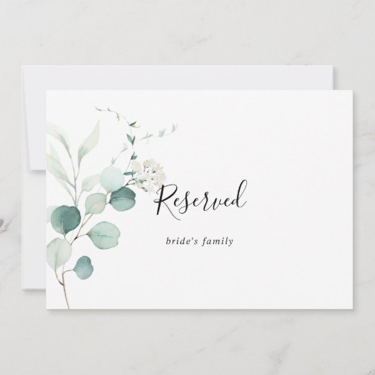 Zomer groen Eucalyptus Bruiloft Gereserveerd Bord (Achterkant)