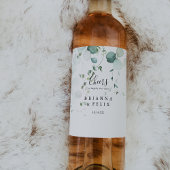 Zomer Groen Eucalyptus Foliage Cheers Bruiloft Wijn Etiket