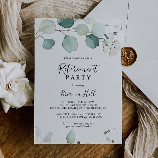 Zomer Groen Eucalyptus Foliage Pensioen Partij Kaart