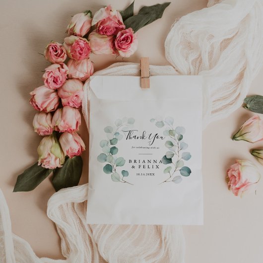 Zomer groen eucalyptus gebladerte dank u bruiloft bedankzakje