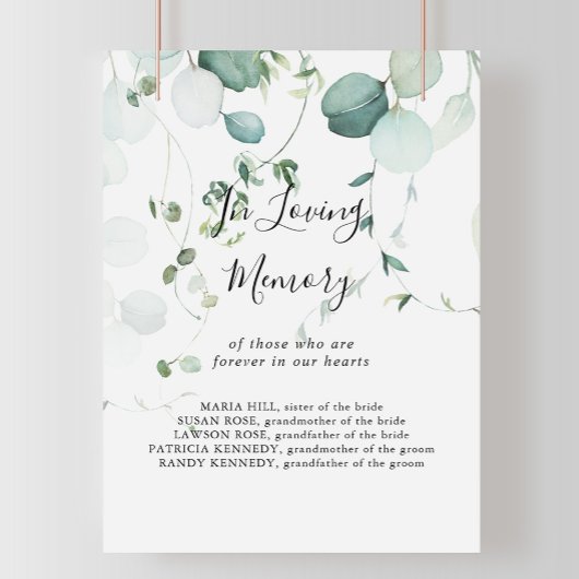 Zomer groen Eucalyptus In Loving Memory Bord Poster