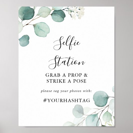 Zomer groen Eucalyptus Selfie Station bord Poster (Voorkant)