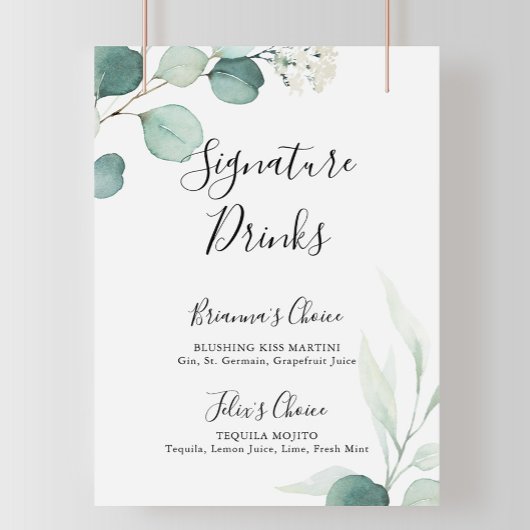 Zomer groen Eucalyptus Signature Dranken Bord Poster