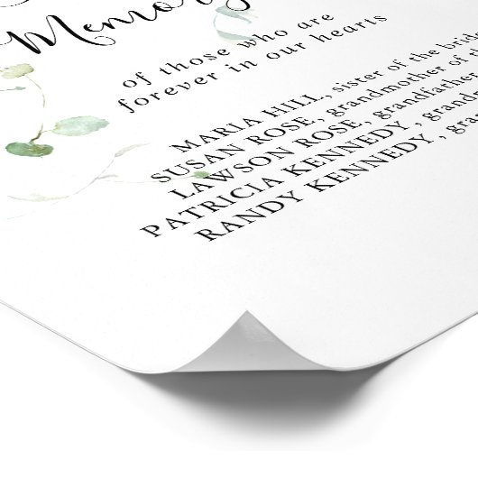 Zomer groen Eucalyptus Ter Herinnering Bord Poster (Hoek)