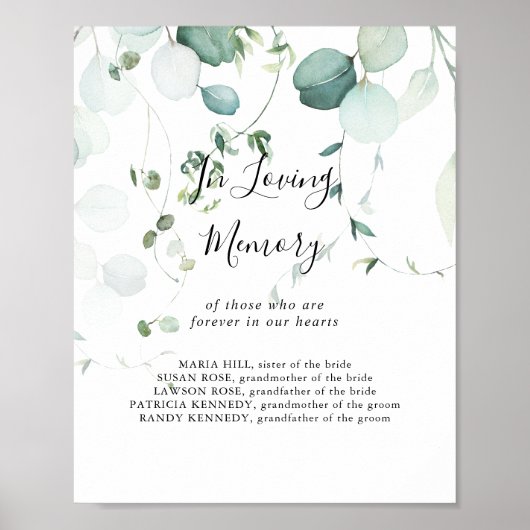 Zomer groen Eucalyptus Ter Herinnering Bord Poster (Voorkant)