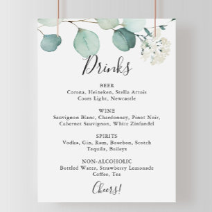 Zomer groen Eucalyptus Trouw Dranken Menu Bord Poster