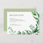 Zomer groen gebladerte bruiloft receptie kaart (Voorkant / Achterkant)