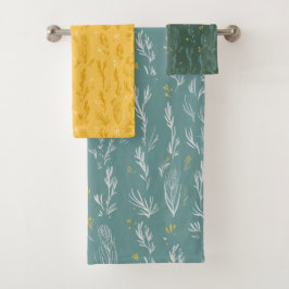 Zomer groen gras zonnig geel & blauw Handdoek Set