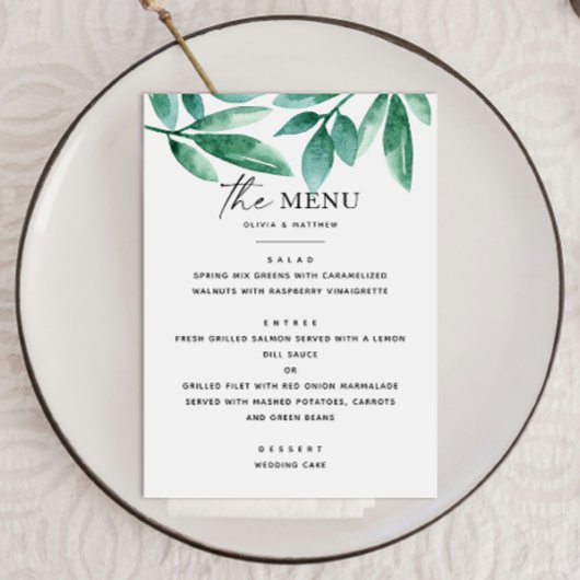 Zomer groen in het bos. Bloemige botanische bruilo Menu