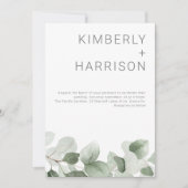Zomer groen: moderne salie groen bladeren bruiloft kaart (Voorkant)