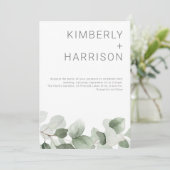 Zomer groen: moderne salie groen bladeren bruiloft kaart (Staand voorkant)