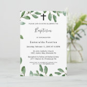 Zomer Groen Tropisch Eucalyptus Kruis Doop Kaart (Staand voorkant)