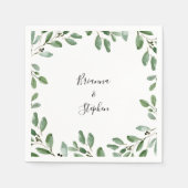 Zomer groen Tropische Eucalyptus bruiloft servet (Voorkant)