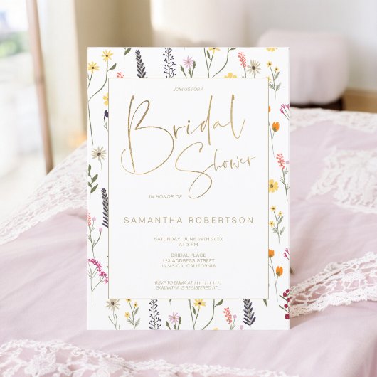 Zomer groene bloemen goudschrift vrijgezellenfeest kaart