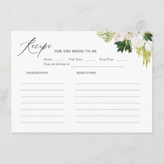 Zomer Groene Bruiloftsdouche Recept Informatiekaartje (Voorkant)