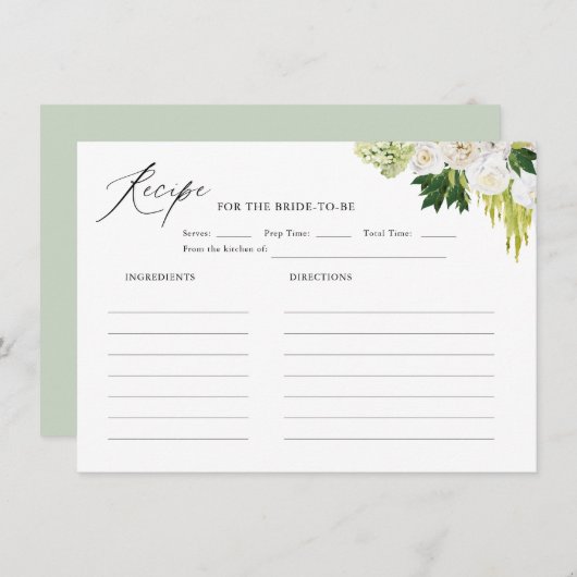 Zomer Groene Bruiloftsdouche Recept Informatiekaartje (Voorkant / Achterkant)