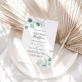 Zomer groene eucalyptus blad bruiloftsreceptie kaart