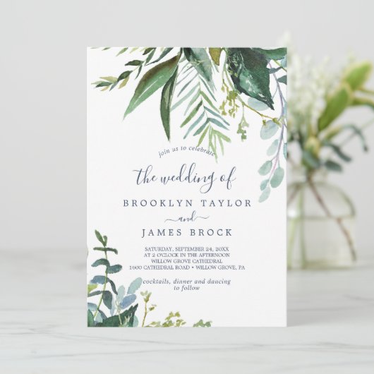 Zomer Groene Frame All-in-one Trouwdag Kaart (Staand voorkant)