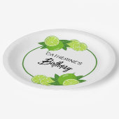 Zomer Groene Limoen Citrus Verjaardag Papieren Bordje (Gekanteld)