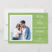 Zomer Groene Moderne Foto Save the Date (Voorkant)