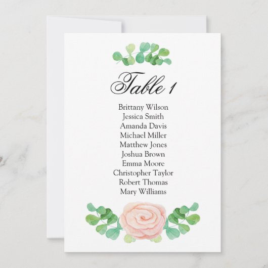 Zomer groene zitplaatsindeling. Trouwtafelplan Kaart (Voorkant)