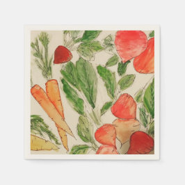 Zomer Groente aquarel tuin wortels bieten Servet