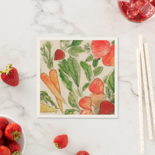Zomer Groente aquarel tuin wortels bieten Servet